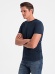 Classic BASIC men's cotton T-shirt - navy blue V2 OM-TSBS-0146
