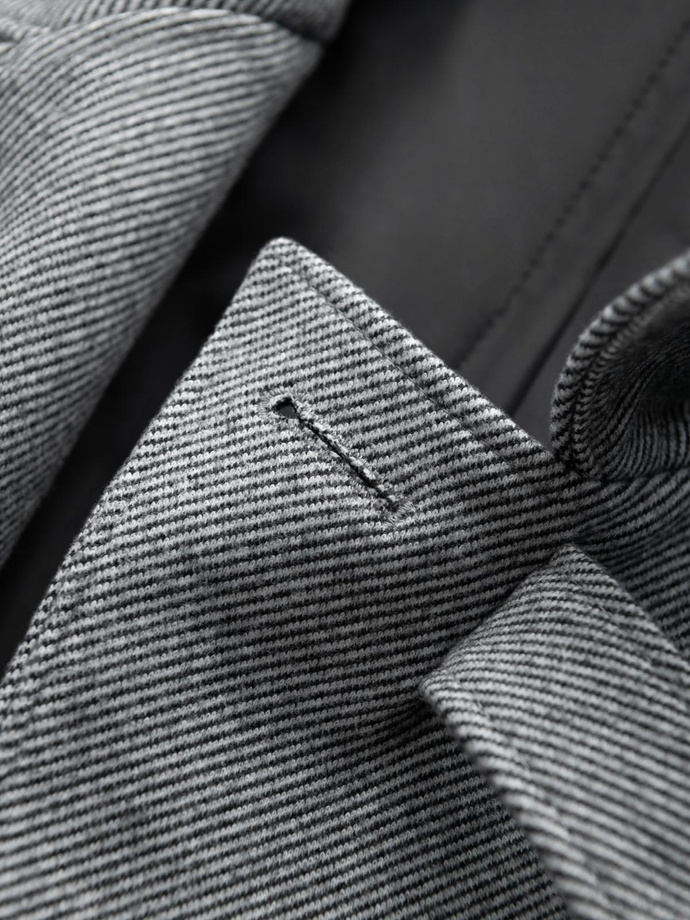 Vyriškas raštuotas vienspalvis paltas su kišenėmis - pilkas V3 OM-COWC-0108