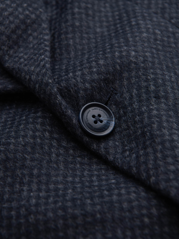 Unzipped men's wool coat - navy blue V1 OM-COWC-0121