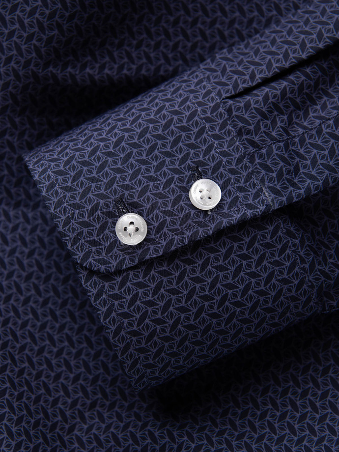 Cămașă bărbătească din bumbac cu model SLIM FIT - albastru marin V6 OM-SHCS-0151