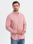 Men's REGULAR FIT cotton shirt with pocket - pink V3 OM-SHOS-0153