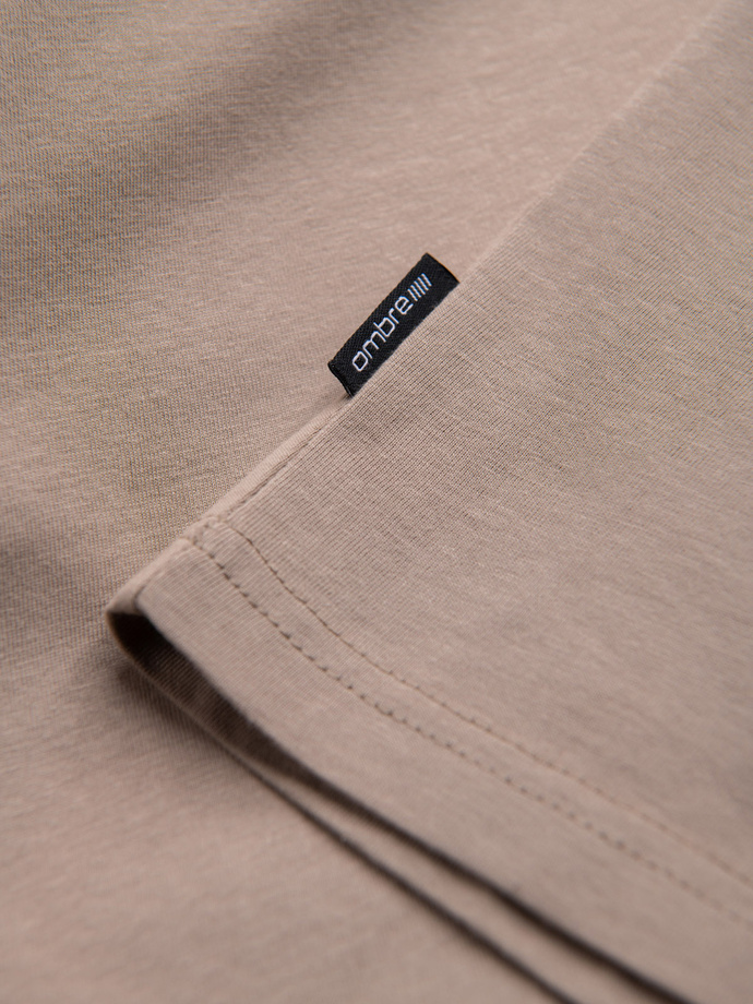 Men's BASIC classic cotton T-shirt with a v-neck - ash V21 OM-TSBS-0145