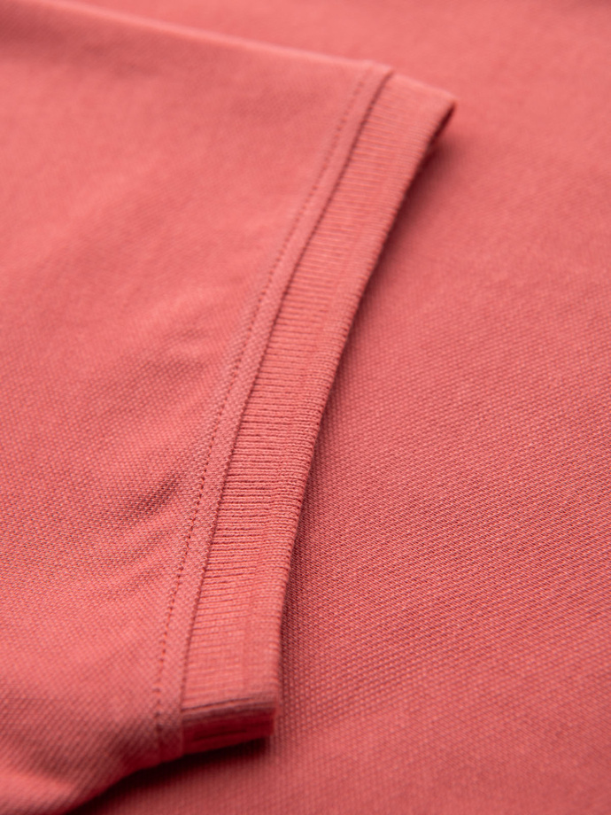 Cotton pique knit polo shirt - coral V6 OM-POSS-0103