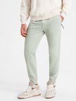 Pantaloni de trening pentru bărbați cu talie elastică și cusături - mentă V3 OM-PASK-0142