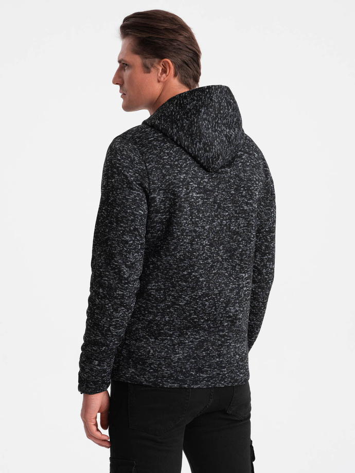Men's non-stretch kangaroo hoodie - graphite melange V2 OM-SSNZ-0147