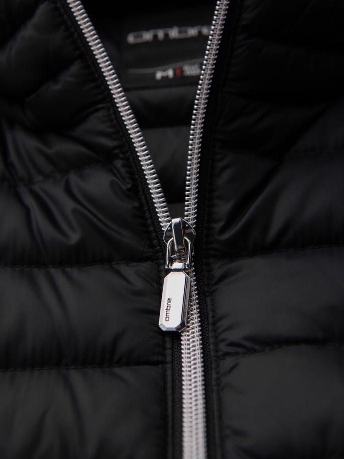 Jachetă pentru bărbați din puf natural ultraușor cu husă de depozitare - negru V1 OM-JALP-0211