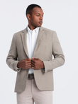 Men's elegant blazer with decorative buttons on cuffs - beige V3 OM-BLZB-0114