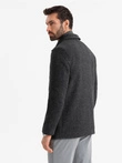 Men's short double-breasted wool coat - graphite V1 OM-COWC-0115