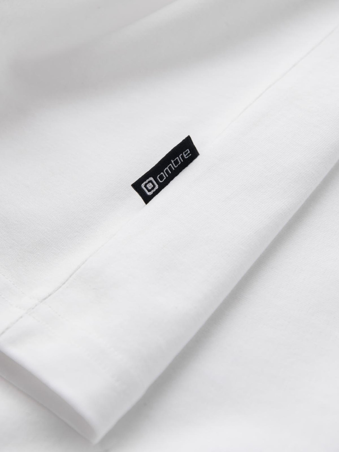 Pánske tričko SLIM FIT s okrúhlym výstrihom a logom - biele V1 OM-TSCT-0220