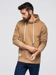 Men's kangaroo hooded sweatshirt - brown V2 OM-SSBN-0177