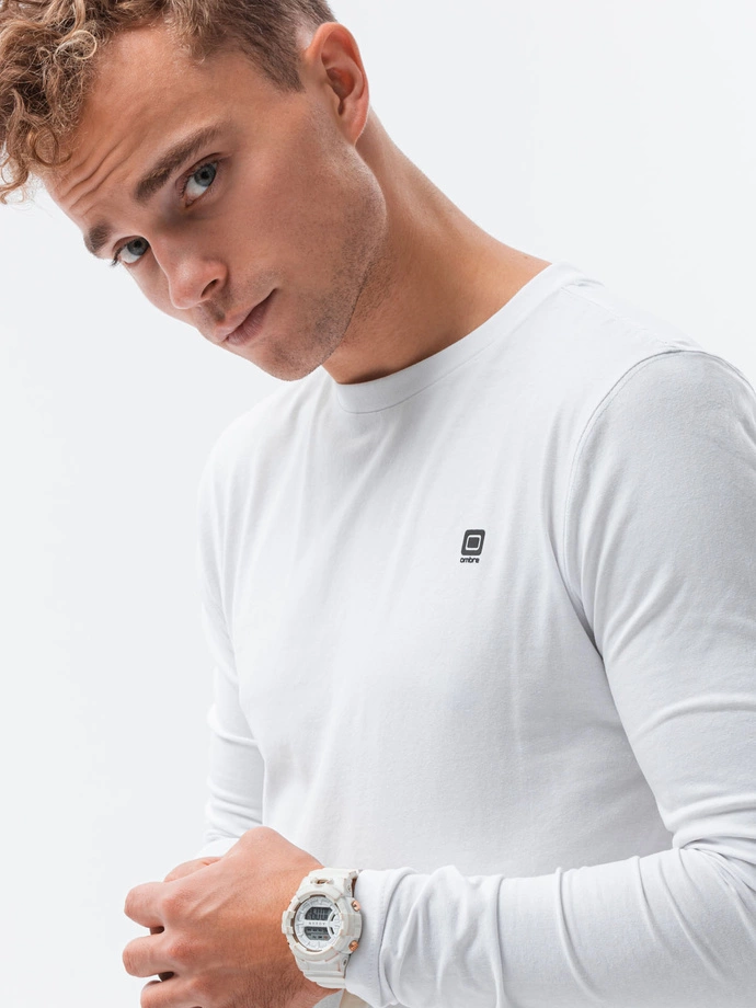 Men's plain longsleeve L135 - white V1