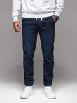 Men's denim joggers with piping - dark blue V4 OM-PADJ-0156