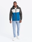 Colorful lightweight men's sports jacket with fleece - blue and graphite V2 OM-JANP-0194