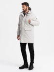 Pánská dlouhá klasická bunda parka - krémová V1 OM-JALJ-0166