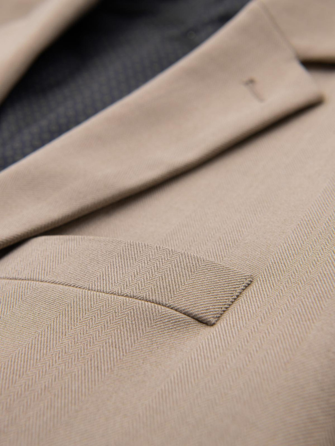 Elegantní pánská bunda SLIM FIT s rayonem - béžová V2 OM-BLZB-0135
