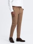 Men's SLIM FIT chino pants with fine texture - brown V2 OM-PACP-0190