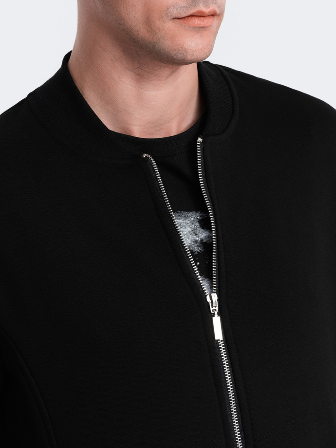 Men's bomber jacket with decorative zips on sleeves AMSTERDAM - black B1367