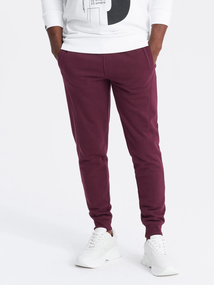 Pánské bavlněné tepláky BASIC joggers - bordó V3 OM-PABS-0174