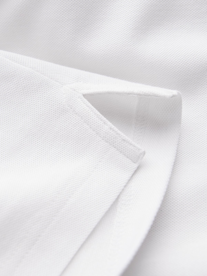 Pánská polokošile z piké úpletu bez knoflíků - bílá V1 OM-POSS-0110
