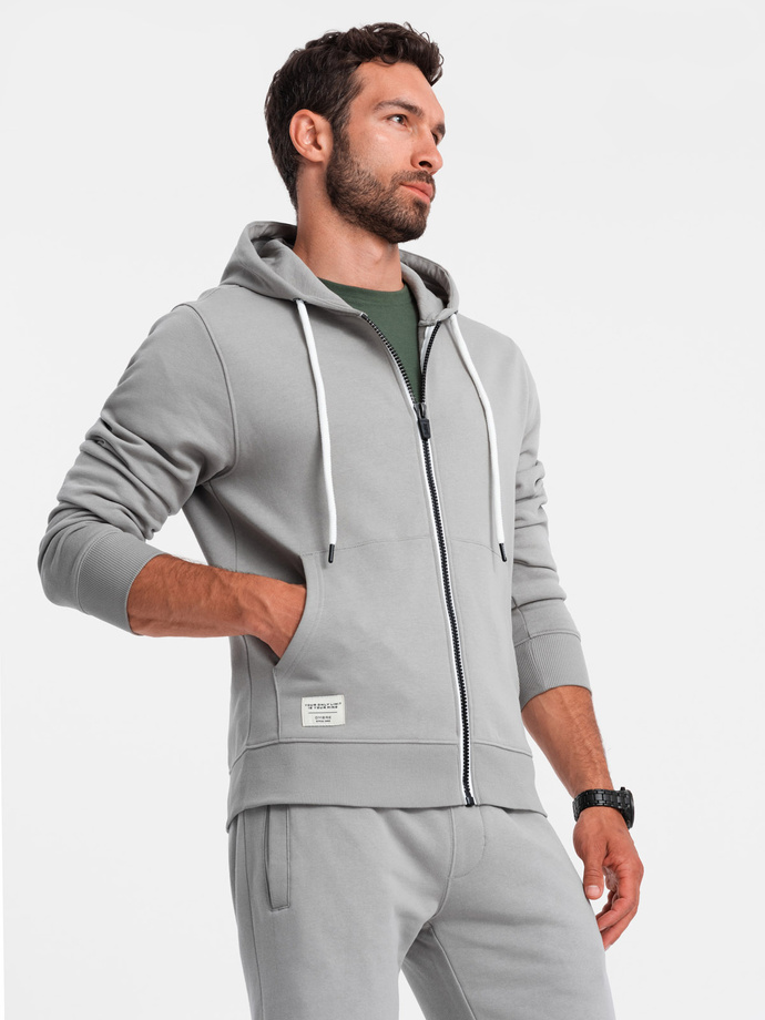 Men's sweatshirt set unbuttoned sweatshirt + shorts - gray V8 Z76