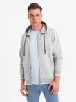 Men's softly structured hooded sweatshirt - grey V4 OM-SSZP-0191