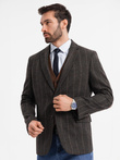 Men's elegant plaid blazer with wool blend - graphite V3 OM-BLZB-0137