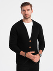 Pulover bărbătesc cu cardigan structurat cu buzunare - negru V1 OM-SWCD-0109
