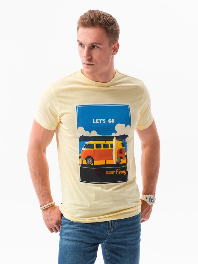 Men's printed t-shirt V-8B- yellow S1434