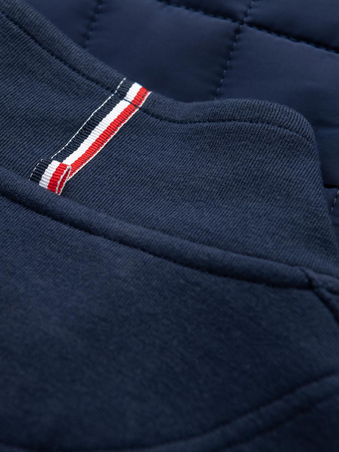 Men's lightweight unzipped jacket with quilted front - navy blue V1 OM-JANP-0193