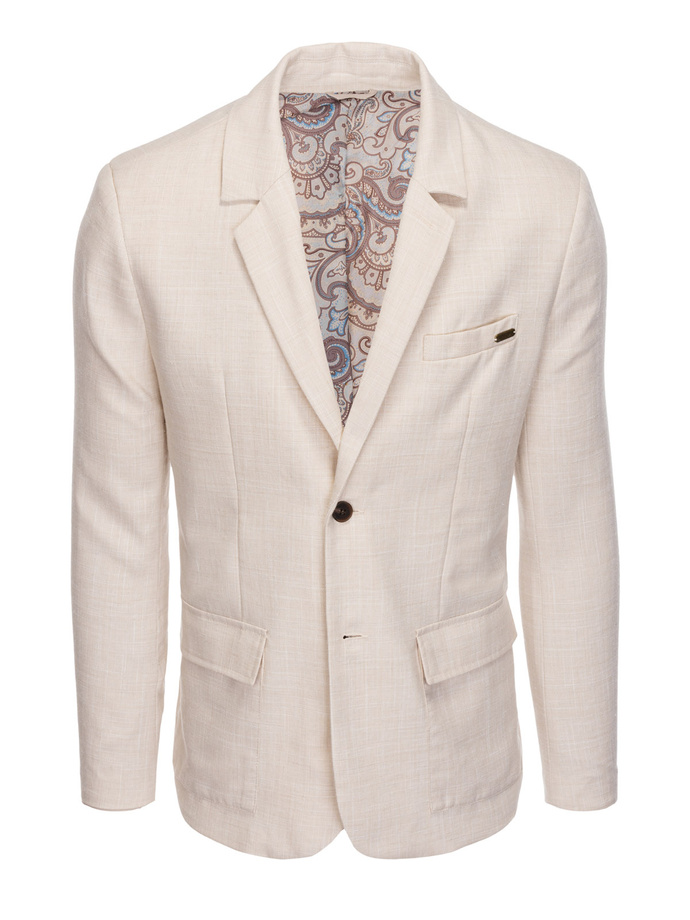 Blazer bărbătesc cu croială REGULAR cu in - crem V1 OM-BLZB-0128