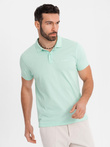 Cotton pique knit polo shirt - mint V1 OM-POSS-0103