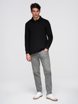 Men's structured knit polo collar sweatshirt - black V8 OM-SSNZ-0149