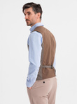 Jacquard casual men's vest without lapels - brown V1 OM-BLZV-0111