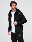 Unbuttoned men's sweatshirt with stand-up collar and hood - black V1 OM-SSZP-0216