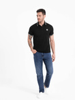 Tricou polo pentru bărbați din elastan cu elemente contrastante - negru V2 OM-POSS-0123
