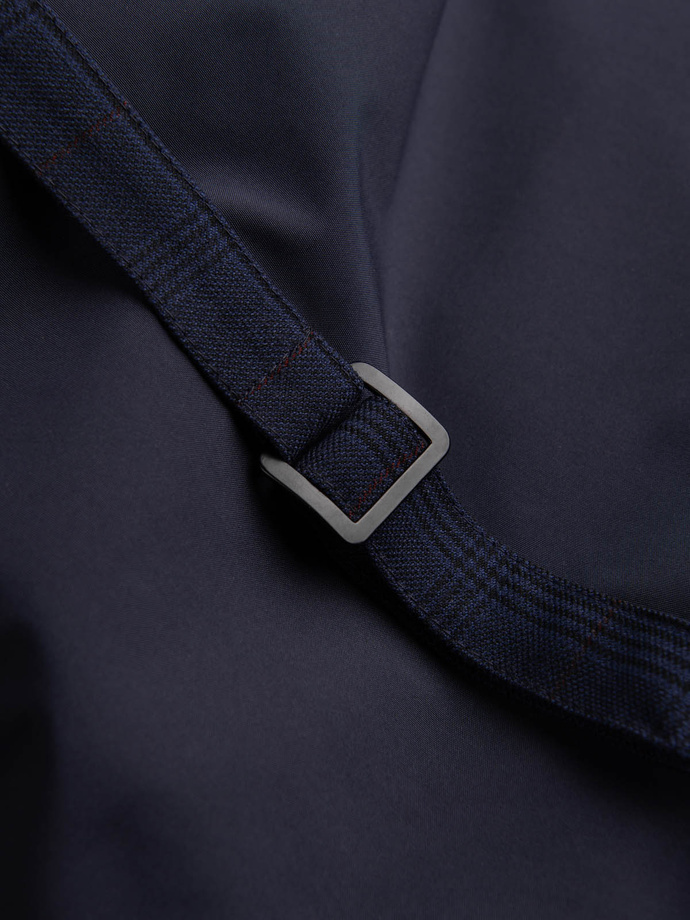 Jilet fără clapetă pentru bărbați în carouri fine - albastru marin V1 OM-BLZV-0123