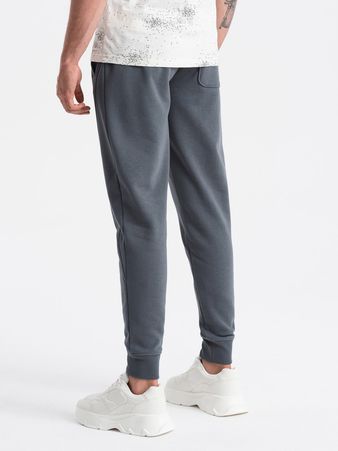 Pantaloni de trening din bumbac pentru bărbați BASIC - grafit V11 OM-PABS-0174