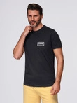 Tricou tricotat imprimat pentru bărbați cu croială REGULARĂ - negru V2 OM-TSPT-0231