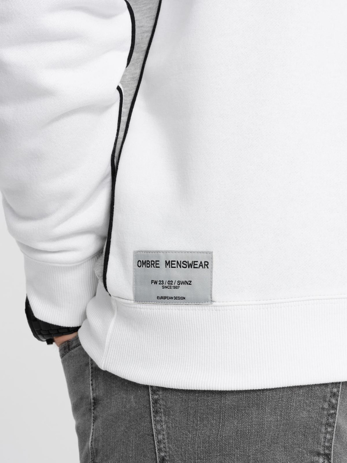 Pánská mikina OVERSIZE v kontrastní barevné kombinaci - bílá a šedá V1 B1673