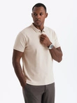 Pánske polo tričko s golierom na zips - krémové V3 OM-POSS-0132