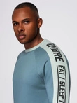 Men's sweatshirt with contrasting stripes and raglan sleeves - bleached turquoise V4 OM-SSNZ-0200