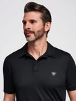 Tricou polo elegant pentru bărbați din material elastic - negru V1 OM-POSS-0150
