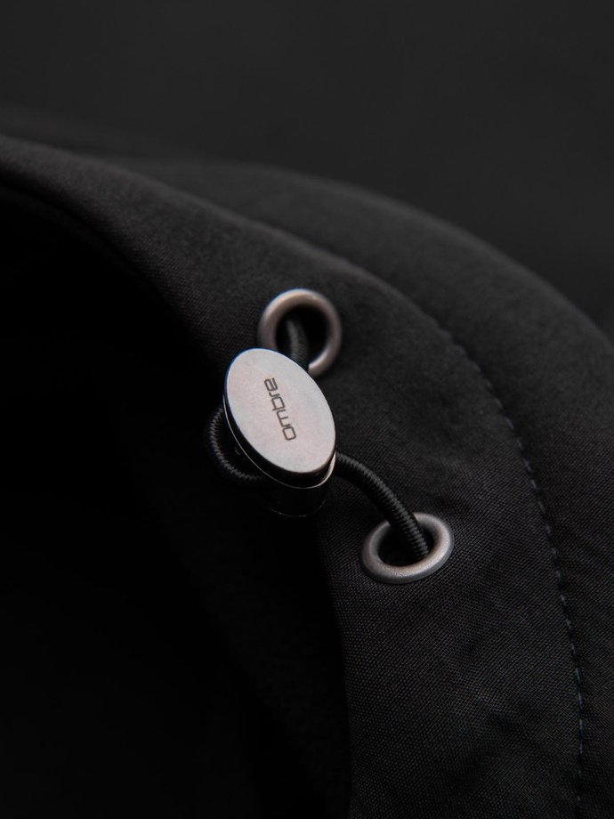 Palton parka pentru bărbați cu căptușeală din fleece și ajustare în talie - negru V2 OM-JAPJ-0314