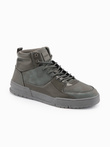 Men's high boots sneakers with shiny elements - brown V4 OM-FOSH-0178