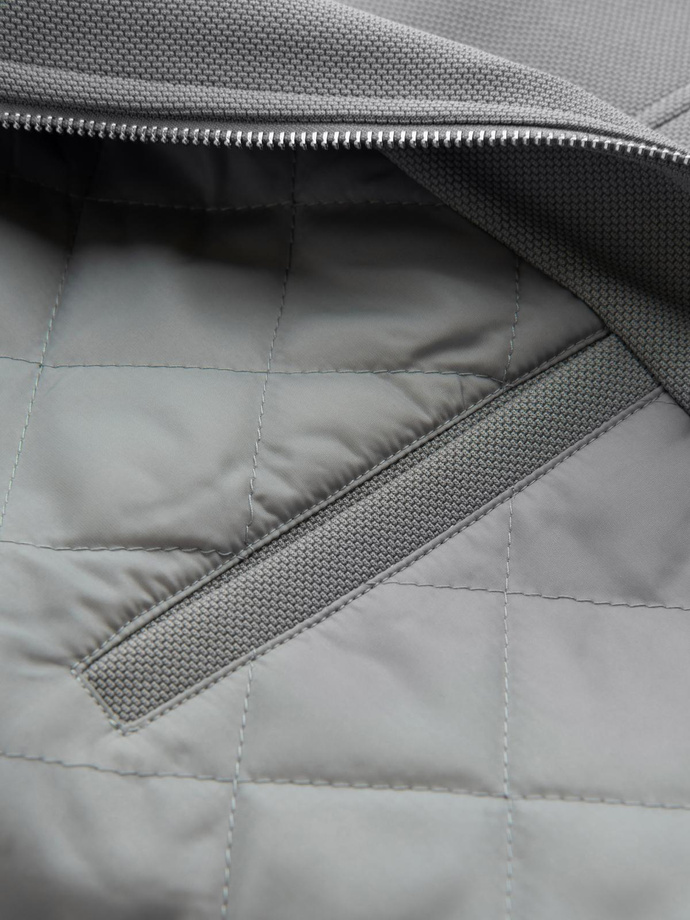 Vyriška dviratininko striukė su kišenėmis ir apykakle - pilka V3 OM-JALP-0157