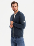 Bărbați bomber de bumbac bomboane sweatshirt descheiat - albastru marin V4 OM-SSZP-0215