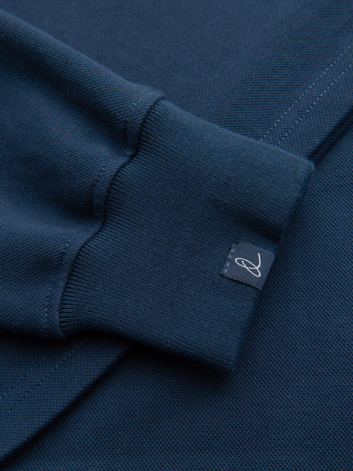 Pánská strukturovaná pletená mikina s límečkem - tmavě modrá V5 OM-SSNZ-0149