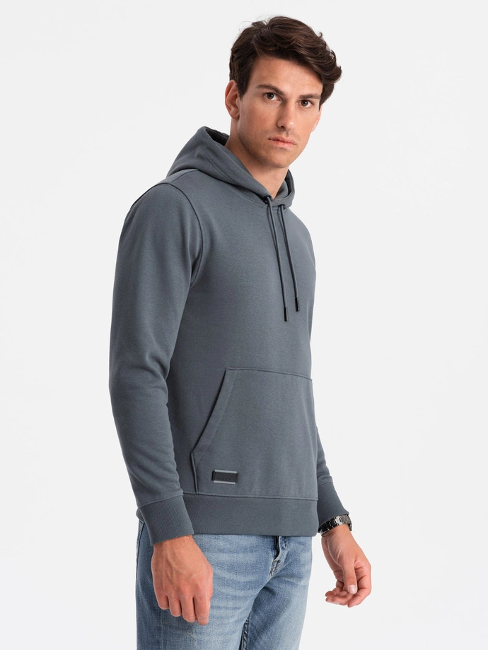 BASIC men's cotton kangaroo hooded sweatshirt - graphite V11 OM-SSBN-0161