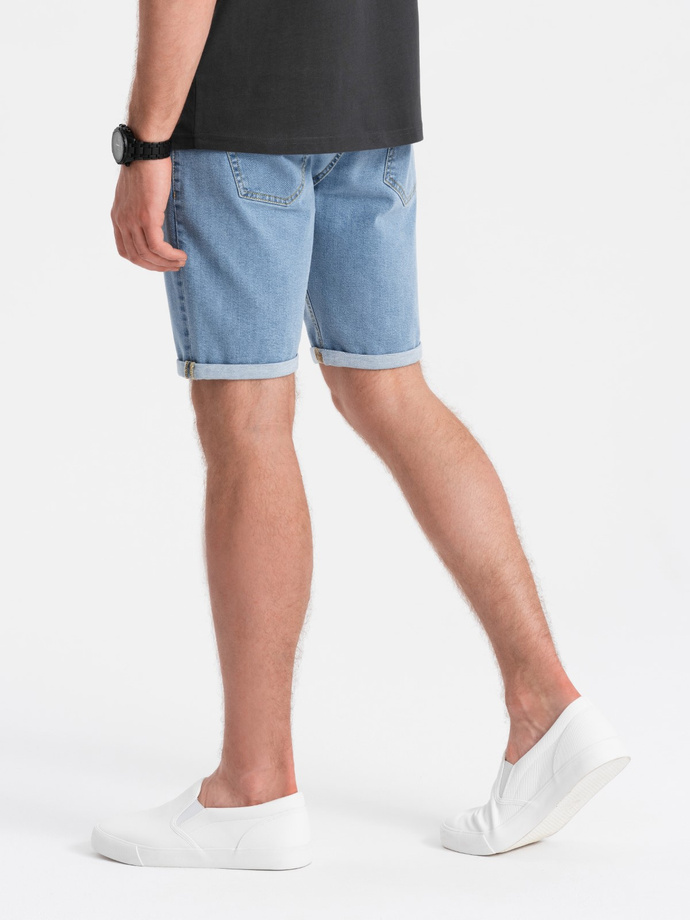 Pantaloni scurți bărbătești din denim cu picioare răsucite - albastru V2 OM-SRDS-0134