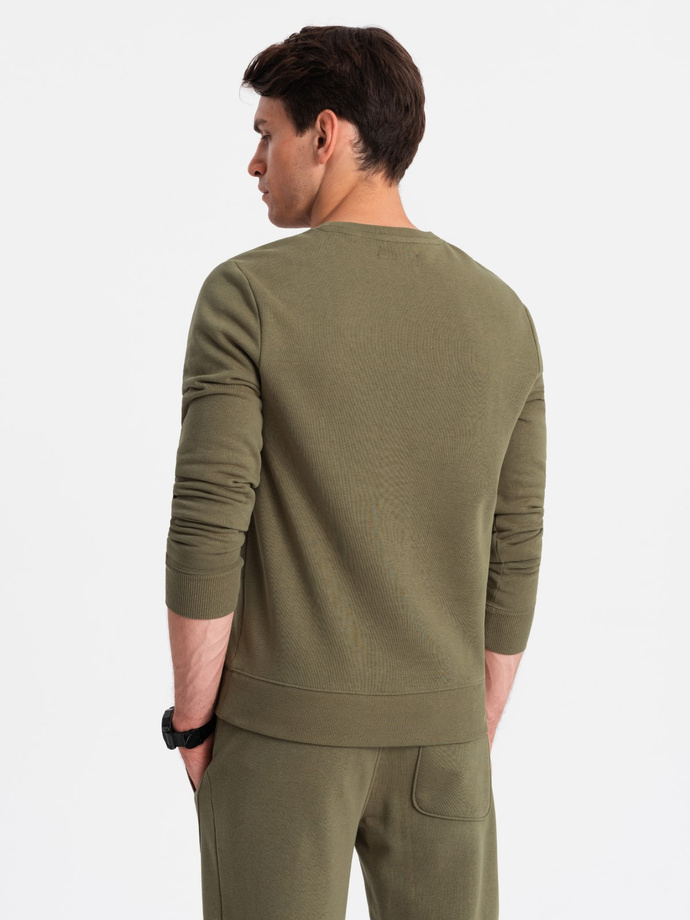 BASIC men's cotton sweatshirt set BASIC sweatshirt + joggers - olive V2 Z84